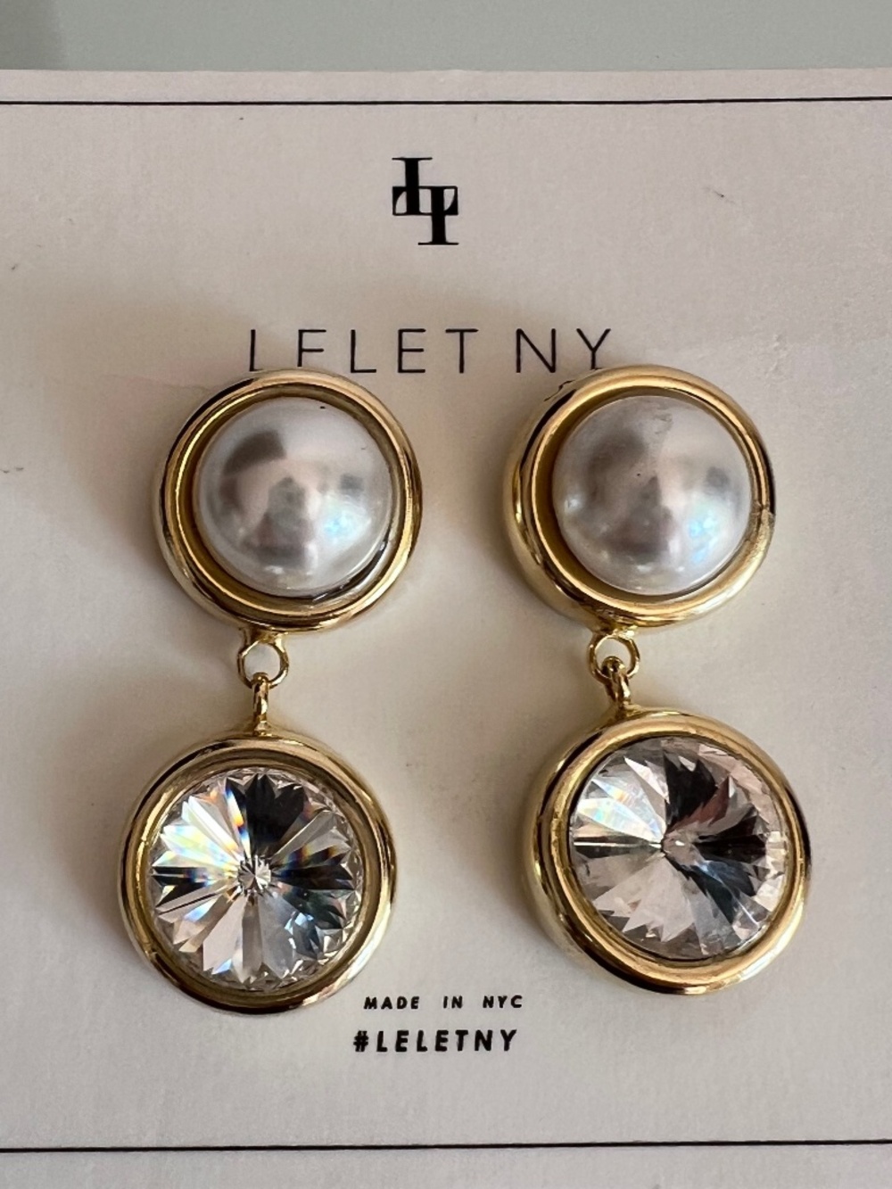 LELET NY Clare Crystal and Pearl Drop Earrings